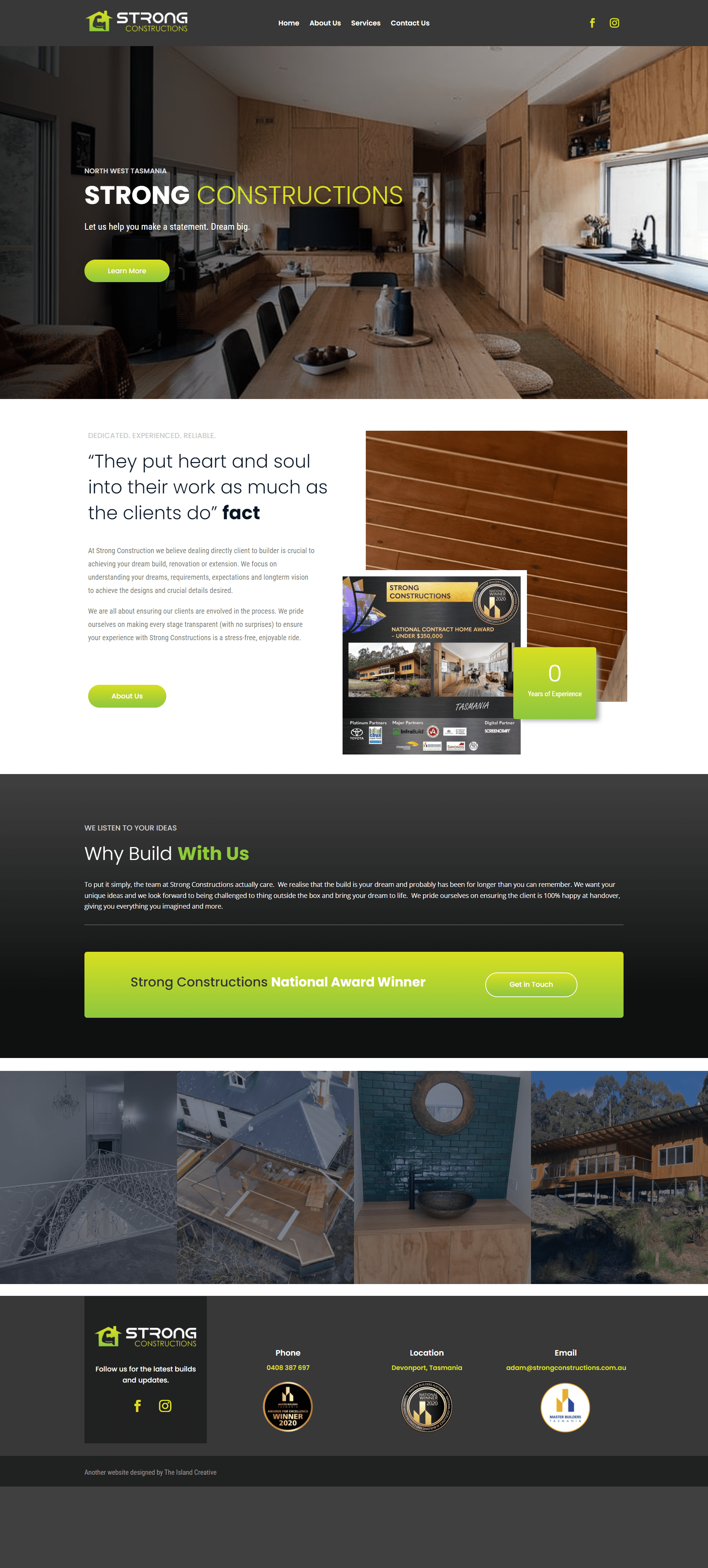 The Island Creative - rolling image of Strong Construction website